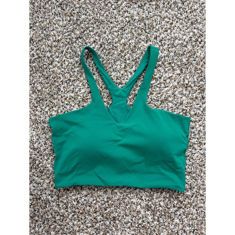 Lululemon Sports Bra Size 6 Green High Neck Racerback Padded Activewear Top